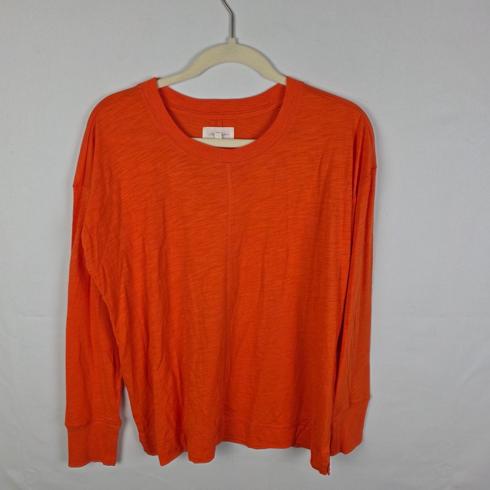 Lou & Grey Orange Slub Knit Long Sleeve Crewneck Top Small RN140923
